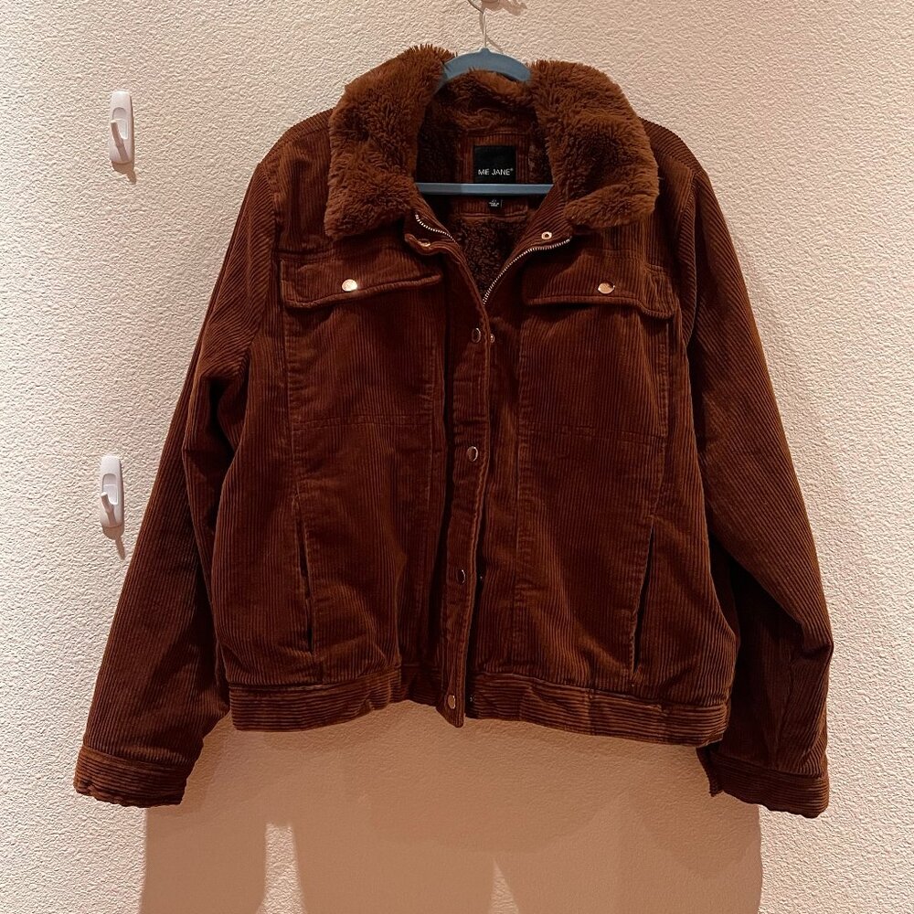 Me Jane Brown Corduroy Sherpa Lined Jacket Size